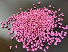 pla recycled pellets, bioderadable resin, pla pink, pla pink pellets, pla for compounding 